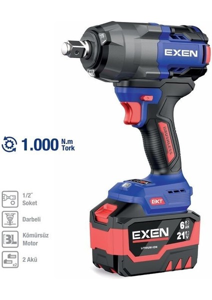 En 286 Sm 21 V. 6 Ah. 1000 Nm. Kömürsüz Şarjlı Somun Sökme