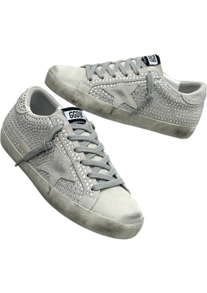 Golden Goose - Super Star Beige Crystal - Studded Sneaker - Bej Kristal - Kadın Sneaker modelleri