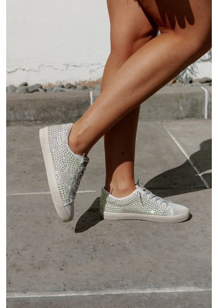Golden Goose - Super Star Beige Crystal - Studded Sneaker - Bej Kristal - Kadın Sneaker indirimleri