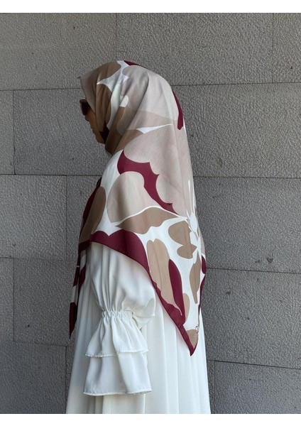 Pamuklu Vera Desen Eşarp-Bordo fırsatları