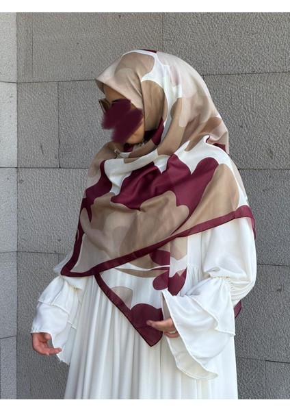 Pamuklu Vera Desen Eşarp-Bordo indirimleri