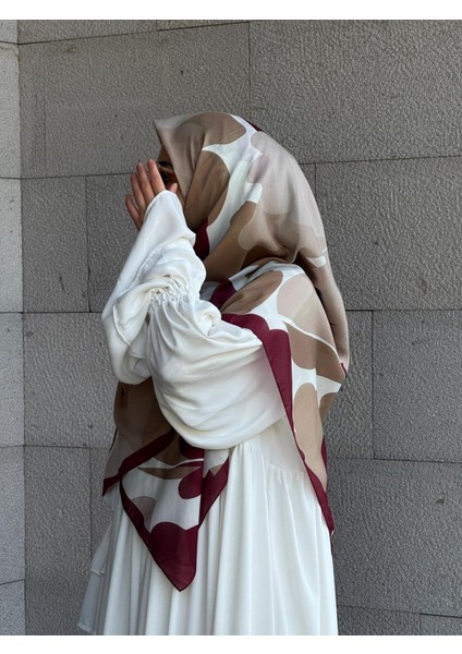 Pamuklu Vera Desen Eşarp-Bordo