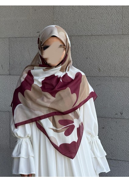 Pamuklu Vera Desen Eşarp-Bordo