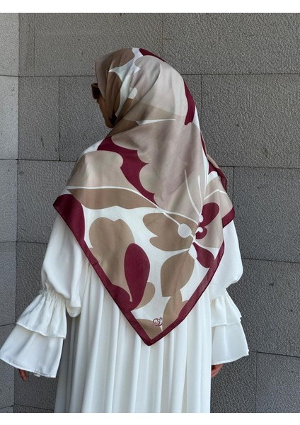 Pamuklu Vera Desen Eşarp-Bordo