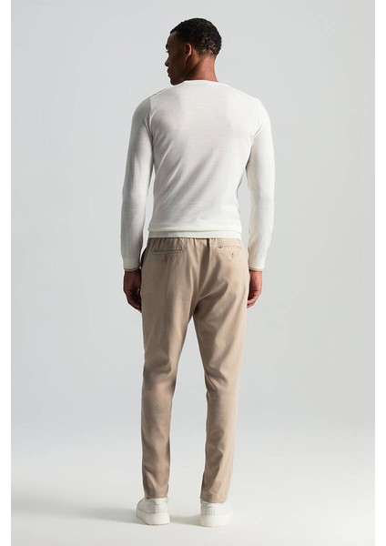 Merino Yün Şerit Desenli Ekru Bisiklet Yaka Triko fiyatları