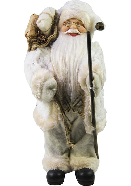 Baklava Desenli Noel Baba Beyaz Altın 30 cm