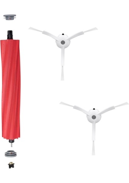 Roborock Qrevo Robot Süpürge Uyumlu 1 Adet Ana Fırça-2 Adet Yan Fırça Yedek Parça Seti