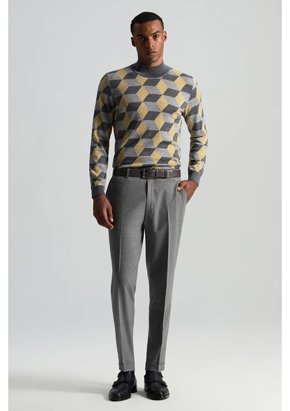 Saf Yün Bağcık Detaylı Orta Gri Chino Jogger Pantolon fiyatları