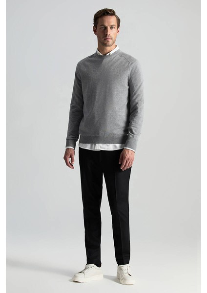 Merino Yün Açık Gri Bisiklet Yaka Triko fiyatları