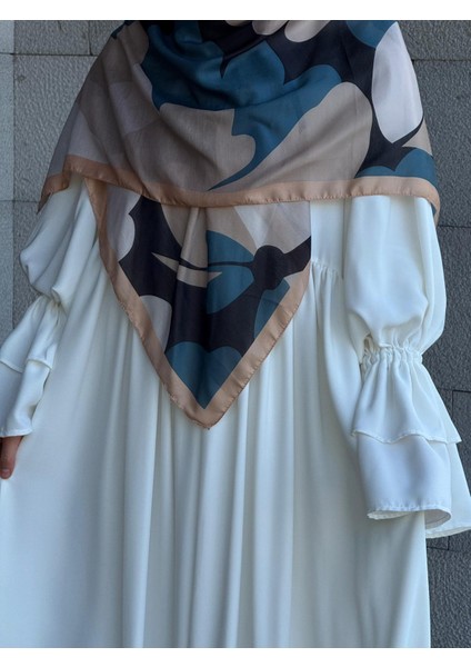 Pamuklu Vera Desen Eşarp-Petrol/vizon modelleri