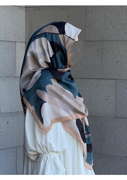 Pamuklu Vera Desen Eşarp-Petrol/vizon fırsatları