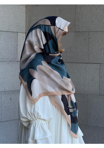 Pamuklu Vera Desen Eşarp-Petrol/vizon indirimleri