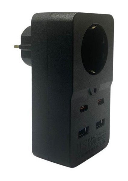 Isıya Dayanıklı Termal Akım Korumalı 1 Priz Girişli 2 USB Girişli 2 Type-C Girişli Pirz (4764)