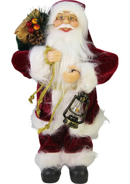 Fenerli Kadife Noel Baba Kırmızı 30 cm