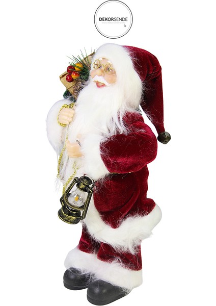 Fenerli Kadife Noel Baba Kırmızı 30 cm fırsatları