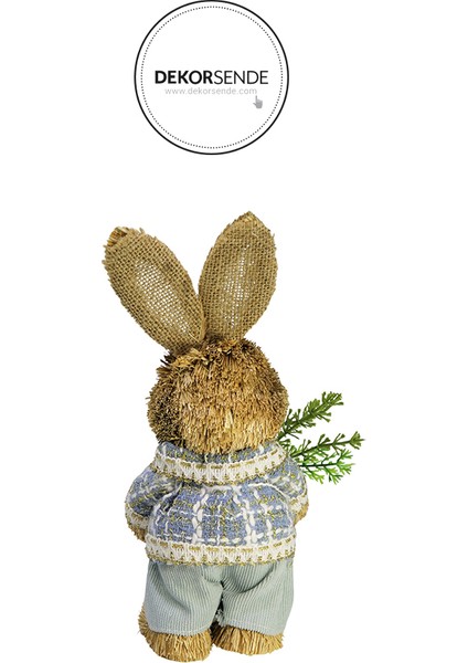 Hasır Örgü Havuç Tutan Tavşan Paskalya Biblo Mavi 30 cm fiyatları