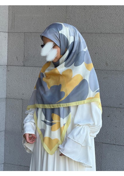 Pamuklu Vera Desen Eşarp-Gümüş/limon Sarı fiyatları