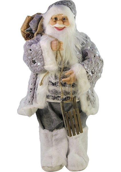 Yıldızlı Noel Baba Gri 60 cm