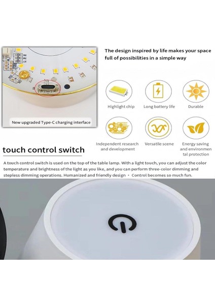 Beyaz Renk Pilli Şişe Lambasıx2 – Kablosuz Dokunmatik LED Masa Lambası, USB Şarjlı, IP44 Su Geçirmez fırsatları