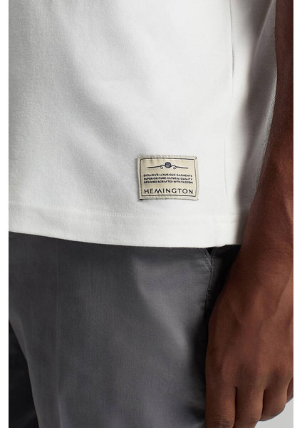 Saf Pamuk Bisiklet Yaka Beyaz Basic T-Shirt modelleri