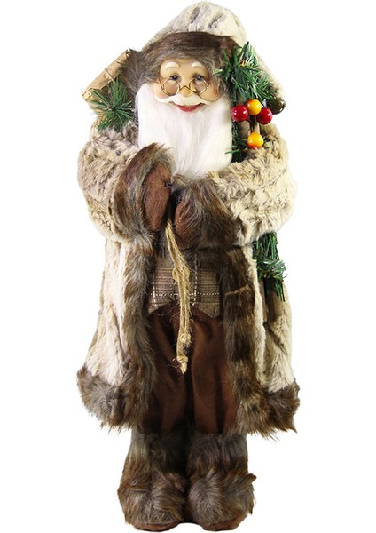 Kürklü Noel Baba Kahverengi 45 cm