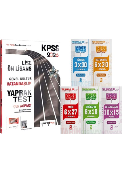 2026 Kpss Lise-Ön Lisans Vatandaşlık Çek Kopart Yaprak Test + 5 Ders 31 Deneme