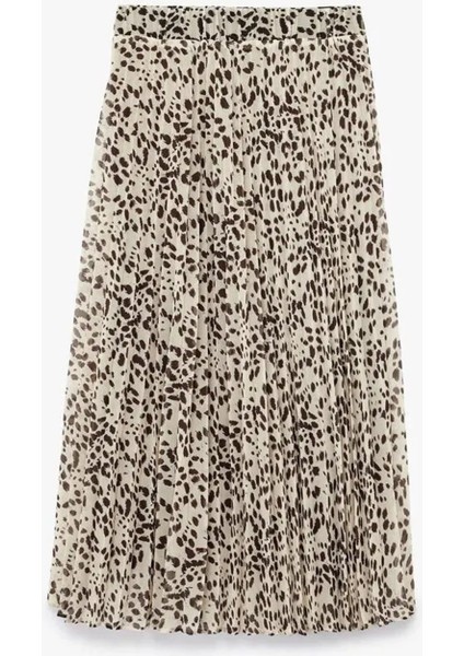 Standart Bel Desenli Pileli Midi Şifon Etek 6WAK70083UW modelleri