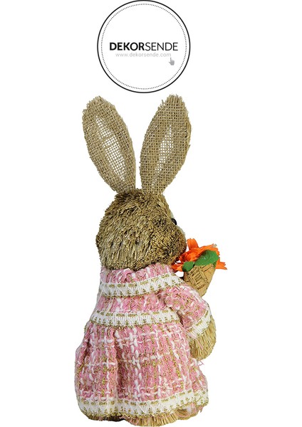 Hasır Paskalya Örgü Elbiseli Havuçlu Tavşan Pembe 30 cm fiyatları