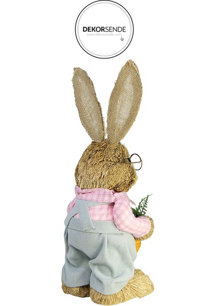 Hasır Paskalya Kravatlı Gömlekli Erkek Tavşan Pembe Gri 30 cm fiyatları