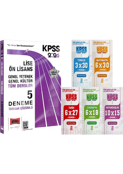 2026 Kpss Lise Ön Lisans 5 Deneme + 5 Ders 31 Deneme