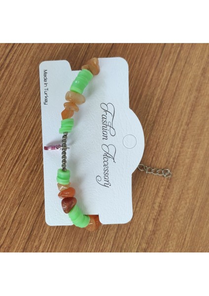 Turuncu Akik Taşı & Heishi Boncuklu El Yapımı Bileklik - 12592 modelleri