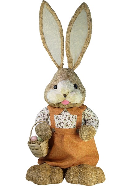 Hasır Paskalya Sepetli Tavşan Turuncu 80 cm