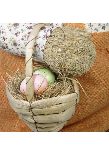 Hasır Paskalya Sepetli Tavşan Turuncu 80 cm fiyatları