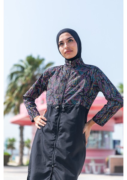 Remsa Paraşüt Tam Kapalı Tesettür Mayo Yaprak Tema 2115 Hülya modelleri