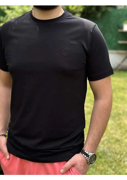 Unisex Regular Fit Bisiklet Yaka %100 Pamuk Kısa Kol Basic Siyah Tişört