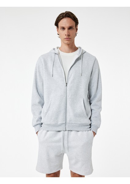 Uzun Kollu Fermuarlı Kanguru Cepli Kapüşonlu Oversize Spor Sweatshirt fiyatları