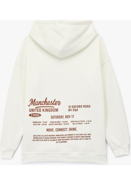 Üç Iplik Şardonlu Arkası Baskılı Kapüşonlu Oversize Sweatshirt fiyatları
