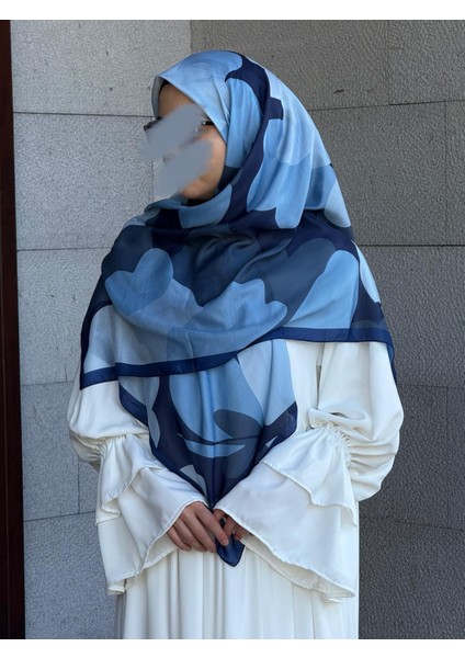 Pamuklu Vera Desen Eşarp-Lacivert