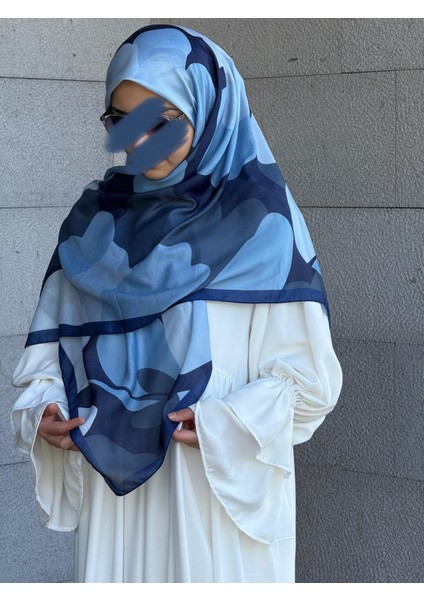 Pamuklu Vera Desen Eşarp-Lacivert