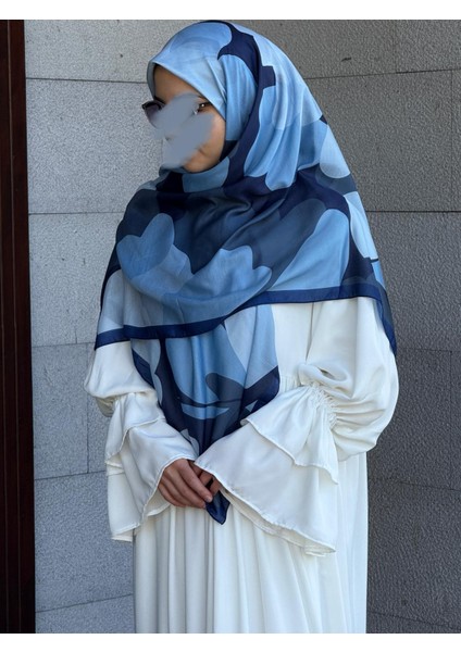 Pamuklu Vera Desen Eşarp-Lacivert