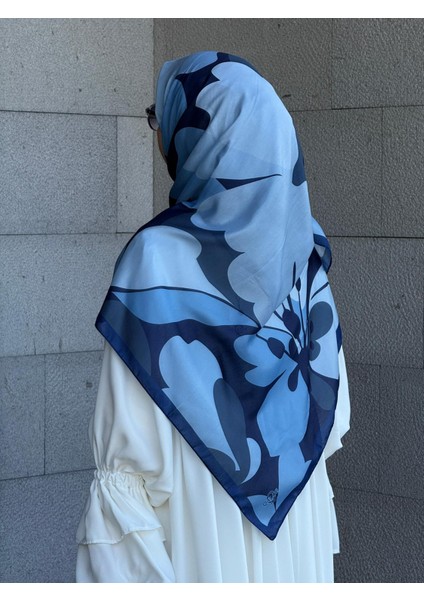 Pamuklu Vera Desen Eşarp-Lacivert