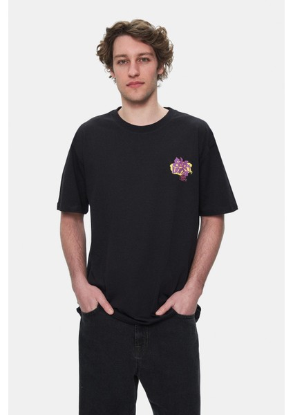 Char Siyah Bisiklet Yaka Baskılı Oversize Erkek Tshirt fiyatları