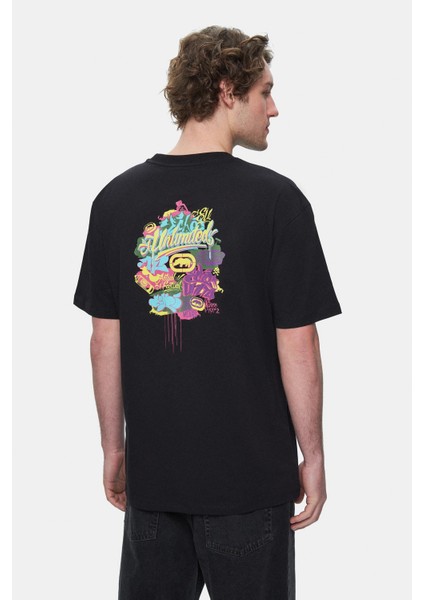 Char Siyah Bisiklet Yaka Baskılı Oversize Erkek Tshirt modelleri