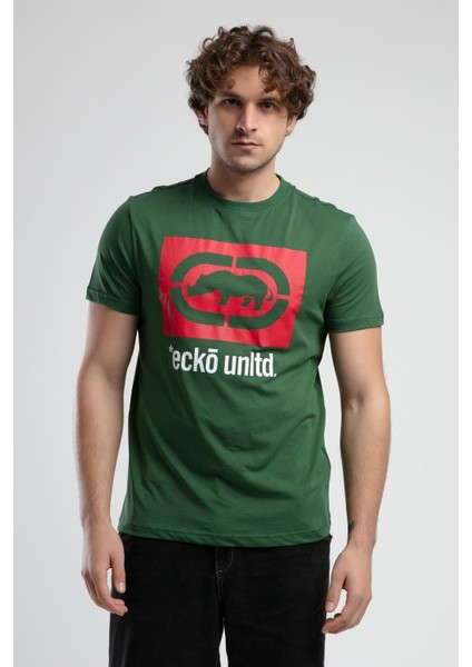 Harrıs Yeşil Bisiklet Yaka Baskılı Standard Fit Erkek Tshirt fiyatları