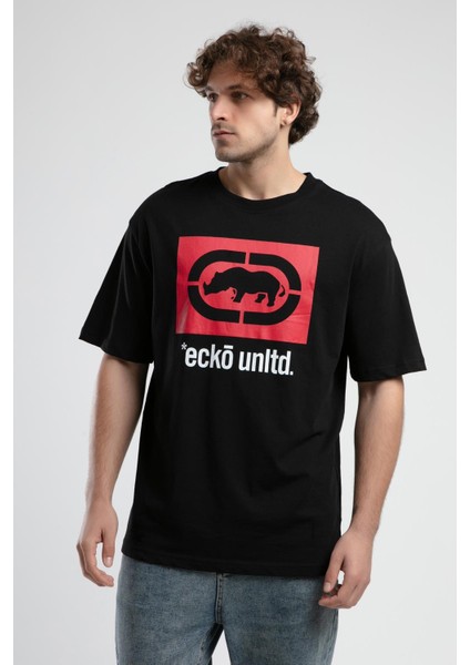 Ithaca Siyah Bisiklet Yaka Nakışlı Oversize Erkek Tshirt modelleri