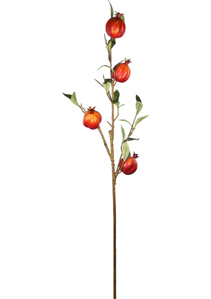 Yapay Nar Dalı Yapraklı Yeşil Kırmızı 90 cm