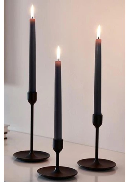 Bozkurt Konik Şamdan Mum Fener Mumu - Siyah - 14 Cm. - 12 Adetlik Paket fiyatları