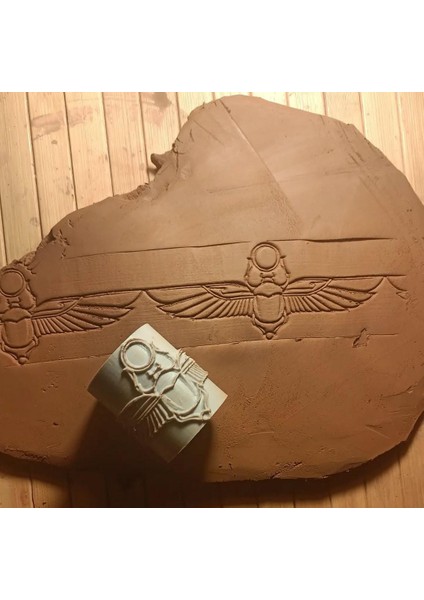 5 cm Mısır Böcek Desen Oklavası Desen Rulosu Seramik & Polimer Kil Için Uyumlu- Böcek