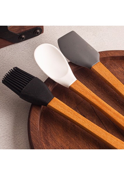 Daily - 3'lü Bambu Saplı Silikon Spatula Seti 21 cm Mutfak Seti Kaşık Spatula Seti fiyatları