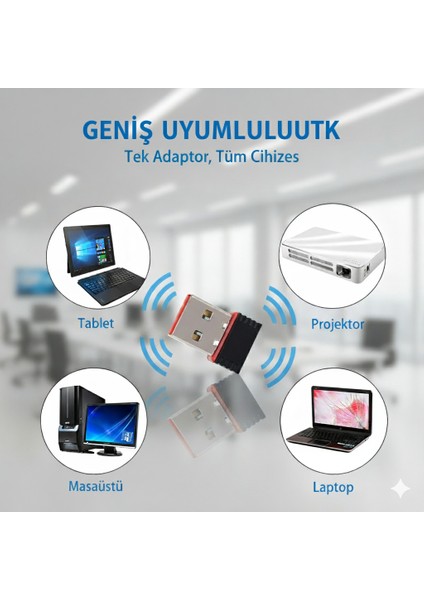 USB Wi-Fi Adaptör 300MBPS – Tak & Çalıştır Kablosuz Internet Çözümü modelleri